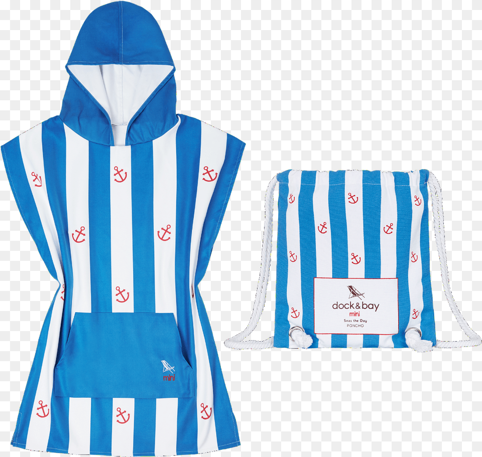 Studio Poncho Blueanchor Sml Front Combo V, Clothing, Coat, Hood, Person Free Transparent Png