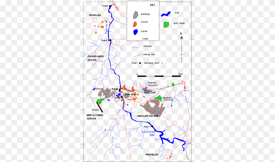 Study Area Map Showing Sampling Sites Along Kwekwe Kwe Kwe River, Chart, Plot, Diagram, Person Free Png
