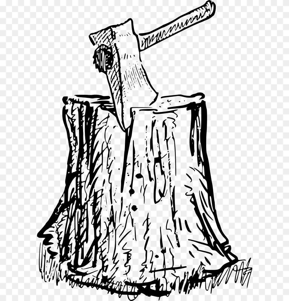 Stump Clipart Axe, Gray Png Image