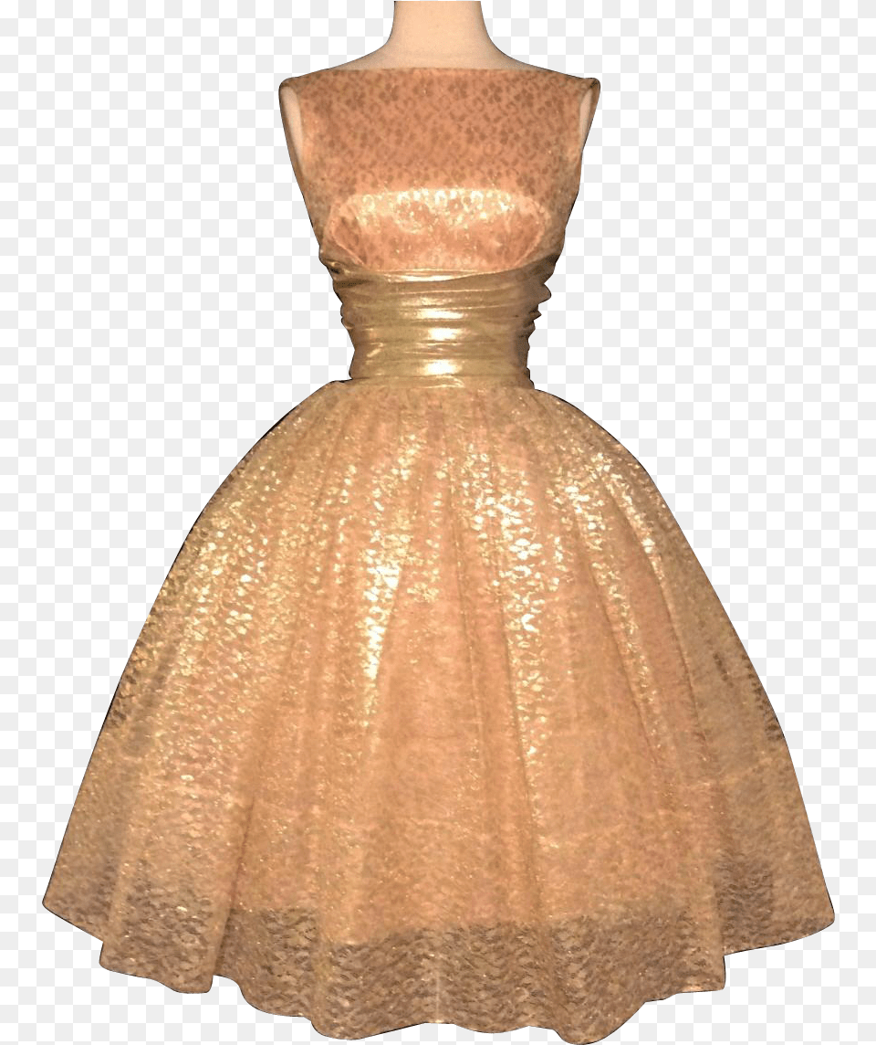 Stunning 1950s Party Dress Beautiful Gold Lace Nipped Cocktail Dress, Wedding Gown, Clothing, Evening Dress, Fashion Free Png