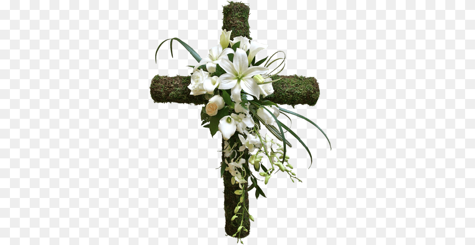 Stunning Cross Cross And Flowers, Flower, Flower Arrangement, Flower Bouquet, Plant Png
