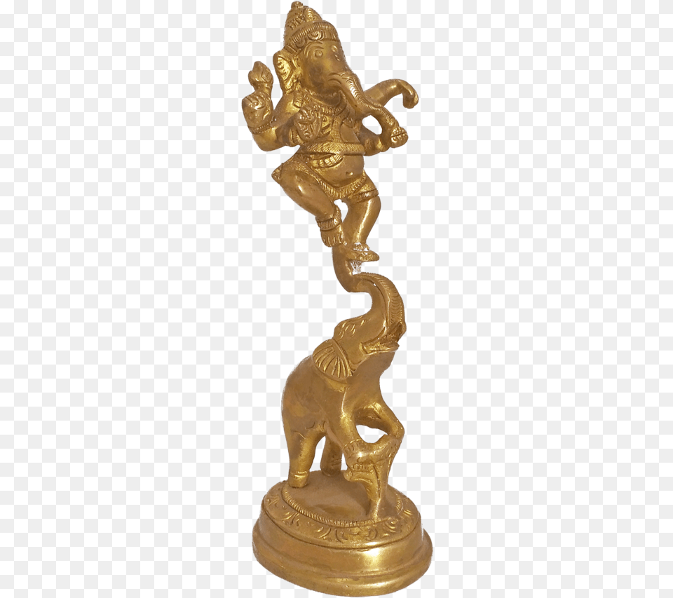 Stunning Lord Ganapathy Dancing On Elephant Trunk Brass Bronze Sculpture, Figurine, Person Free Png Download