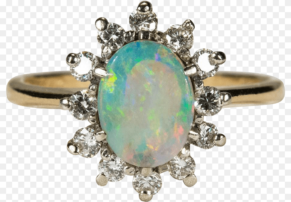 Stunning Natural Opal Diamond Halo Ring This Opal Opal, Accessories, Gemstone, Jewelry, Ornament Free Png