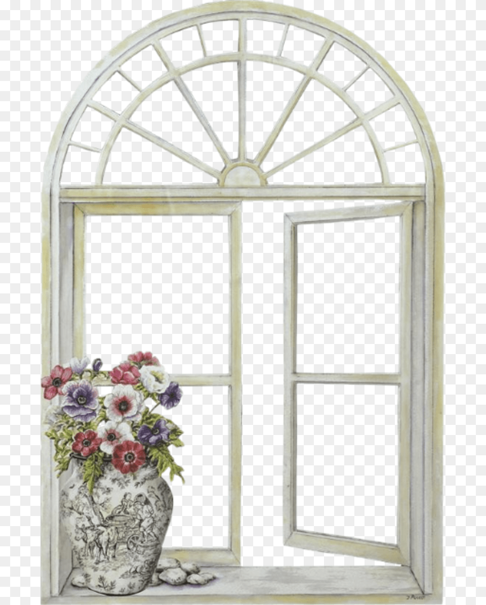 Stupell Industries Faux Arch Window Mirror Scene, Flower, Flower Arrangement, Plant, Door Free Png Download
