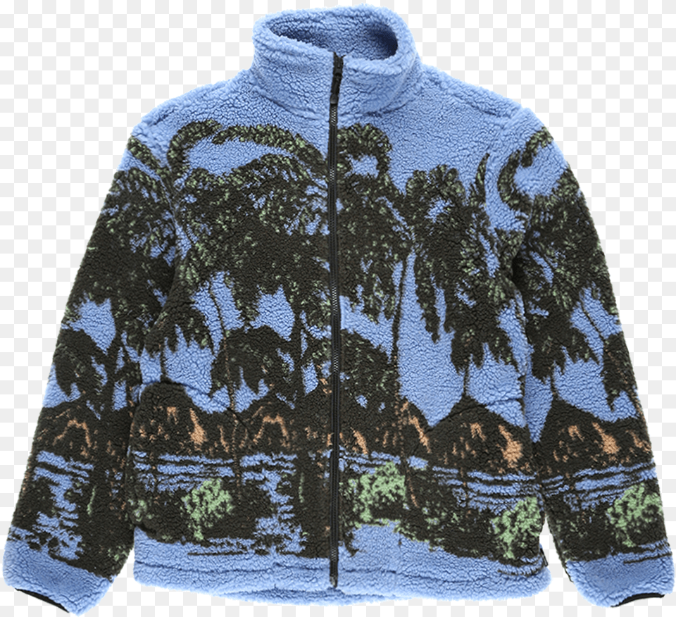 Stussy Hawaiian Jacquard Mock, Clothing, Coat, Fleece, Jacket Free Png Download