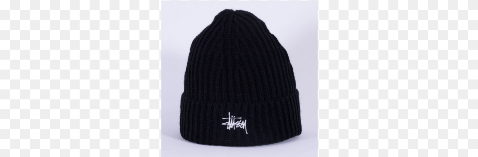 Stussy Ribbed Cuff Beanie Black 1 Knit Cap, Clothing, Hat, Knitwear, Sweater Free Png Download