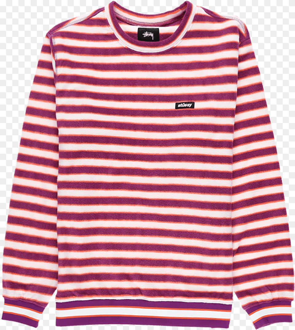 Stussy Striped Polar Fleece Crewneck Comme Des Garcons Play Long Sleeve Navy Striped, Clothing, Knitwear, Long Sleeve, Sweater Png Image