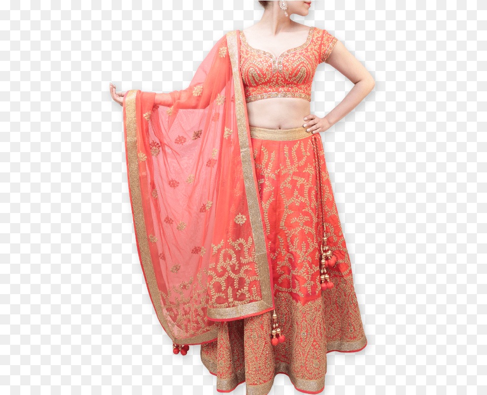 Styles Closet Orange Bridal Lehenga Silk, Blouse, Clothing, Adult, Female Free Png Download