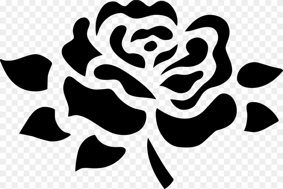 Stylised Rose Clip Arts Black And White, Gray Free Png Download