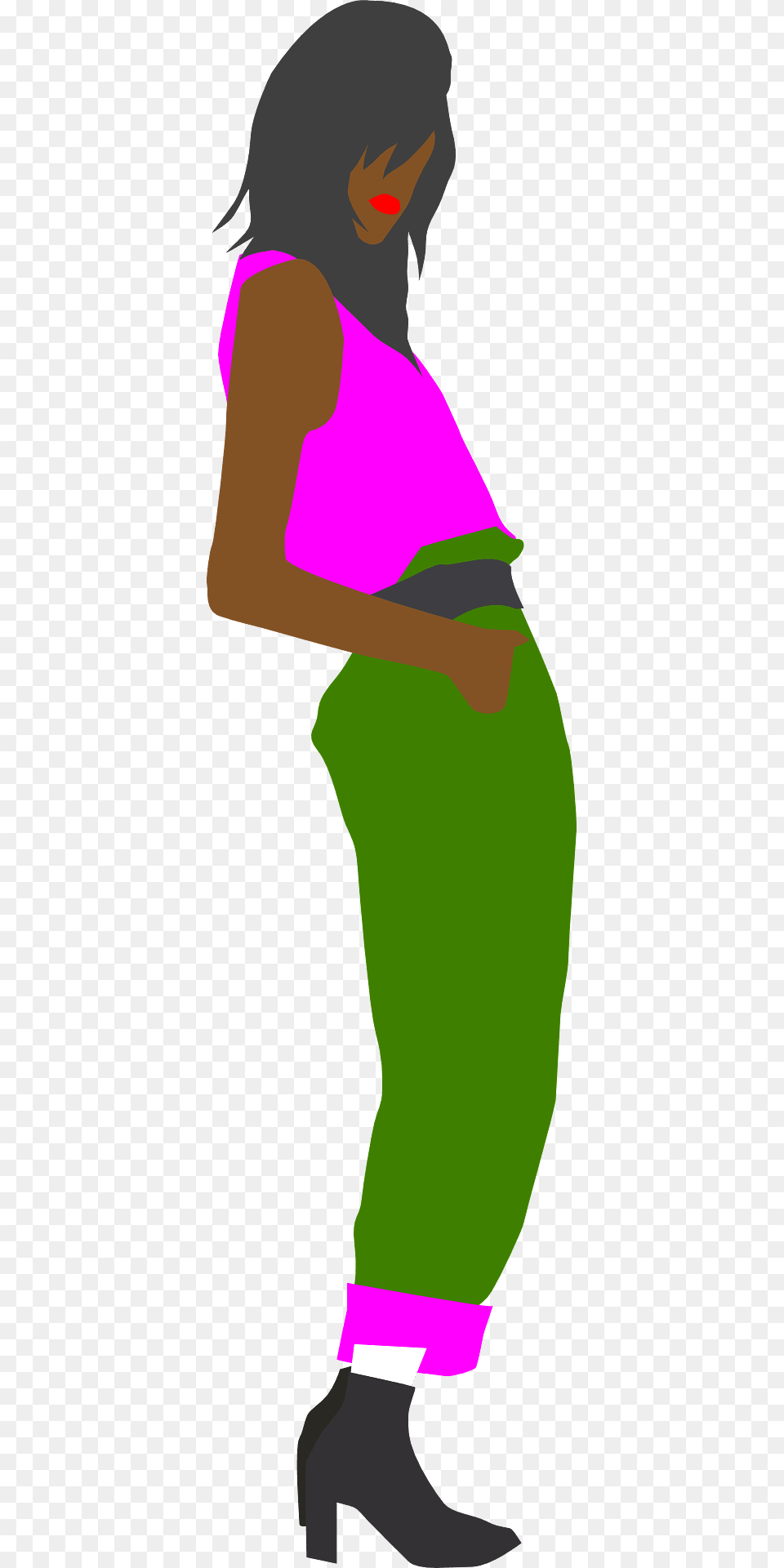 Stylish Black Woman Clipart, Clothing, Pants, Adult, Person Free Png