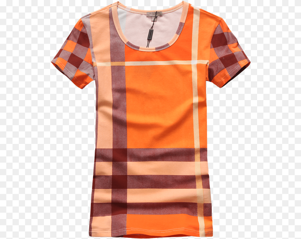 Stylish Burberry Women S Round Collar T Shirt Orange Cotton, Clothing, T-shirt Free Png