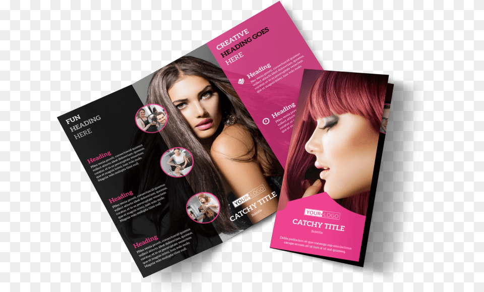 Stylish Hair Salon Brochure Template Preview Music Concert Brochure, Advertisement, Poster, Adult, Person Png