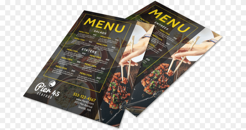 Stylish Restaurant Menu Template Preview Flyer, Advertisement, Poster, Text, Business Card Free Png Download
