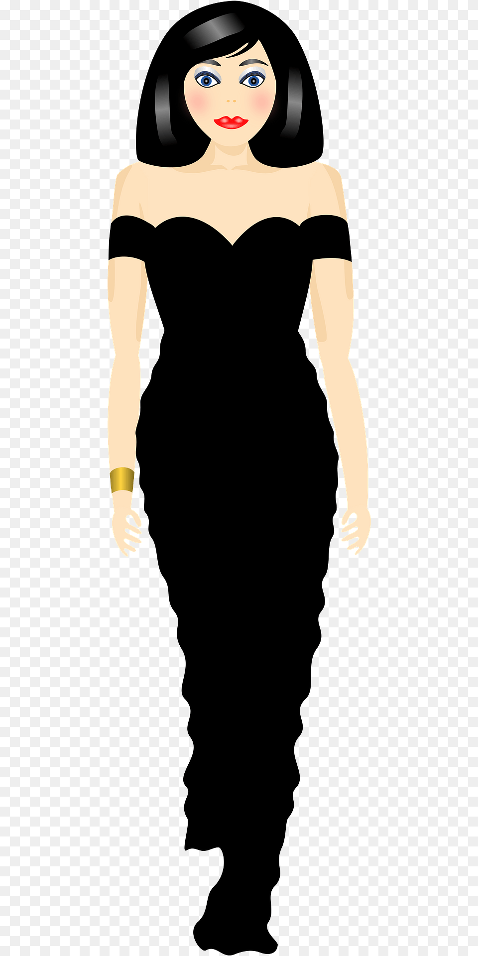 Stylish Woman In Black Evening Gown Clipart, Clothing, Dress, Adult, Person Free Transparent Png