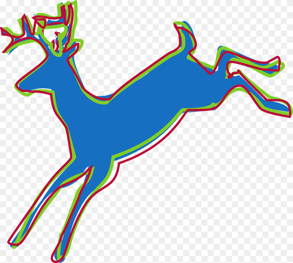 Stylized Blue Silhouette Deer Jumping Leaping Con Hu Cch Iu, Animal, Mammal, Wildlife, Elk Png Image