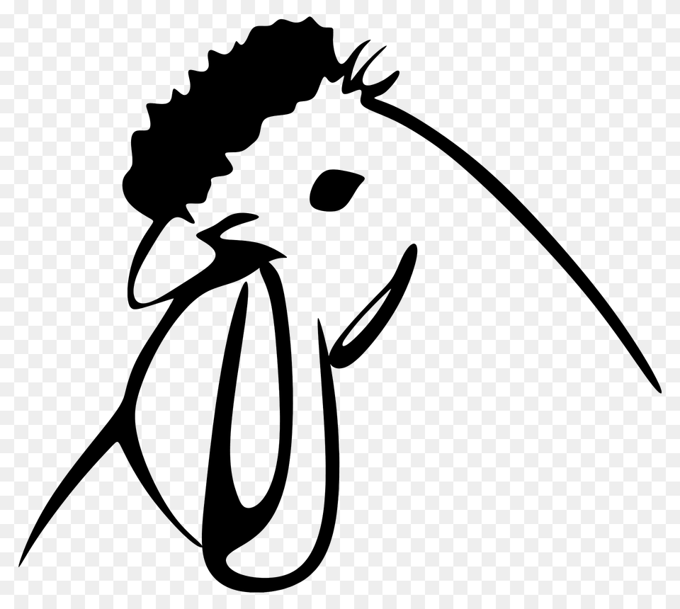 Stylized Chicken Line Art Clipart, Animal, Beak, Bird, Invertebrate Free Png