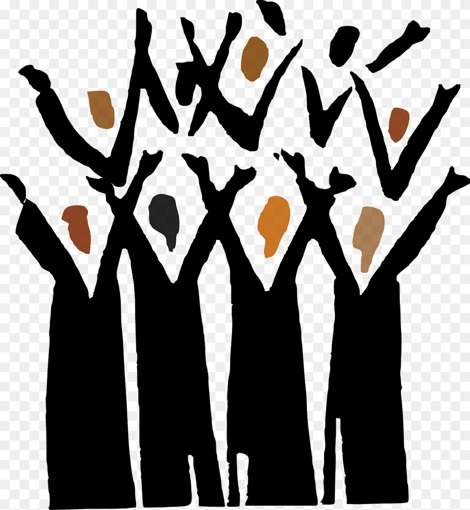 Stylized Choir Members With Hands Reaching Up Choir Clipart, Lighting Png Image