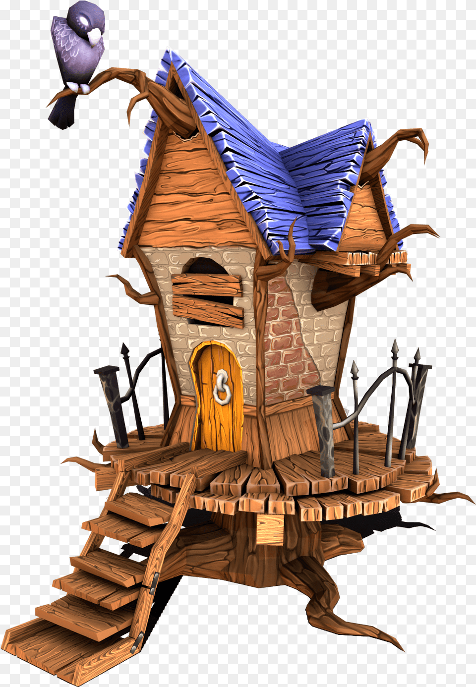 Stylized Creepy House Stylized Low Poly 3d Model, Architecture, Rural, Outdoors, Nature Png