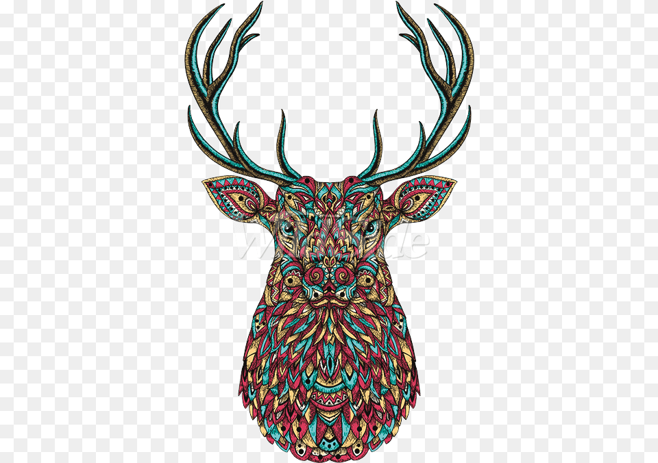 Stylized Deer Head Reindeer, Pattern, Animal, Wildlife, Mammal Free Png Download