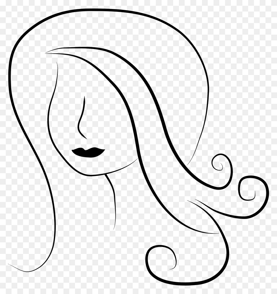 Stylized Female Head Line Art Black Clipart, Pattern, Graphics, Face, Person Png Image