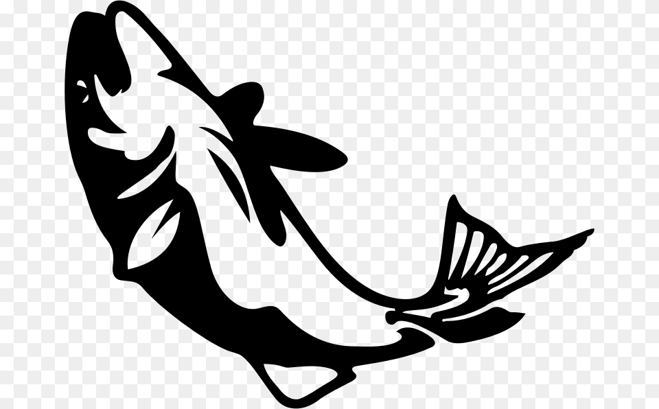 Stylized Fish Silhouette Fishing Silhouette, Gray Free Png