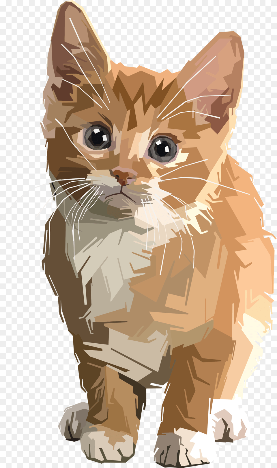 Stylized Geometric Kitten Big Clip Art Kitten Transparent, Animal, Cat, Mammal, Manx Free Png