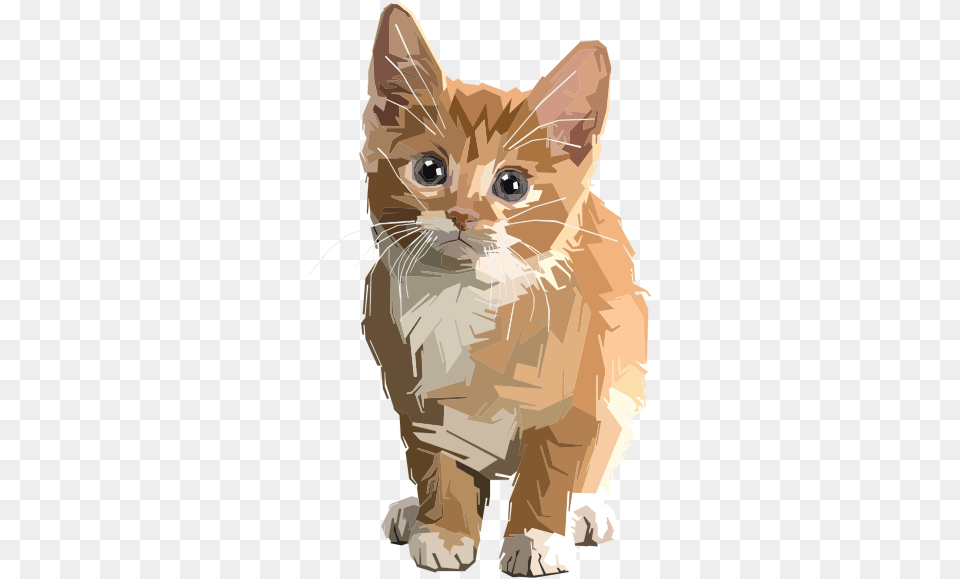 Stylized Geometric Kitten Cute Cat Art, Animal, Mammal, Manx, Pet Free Transparent Png