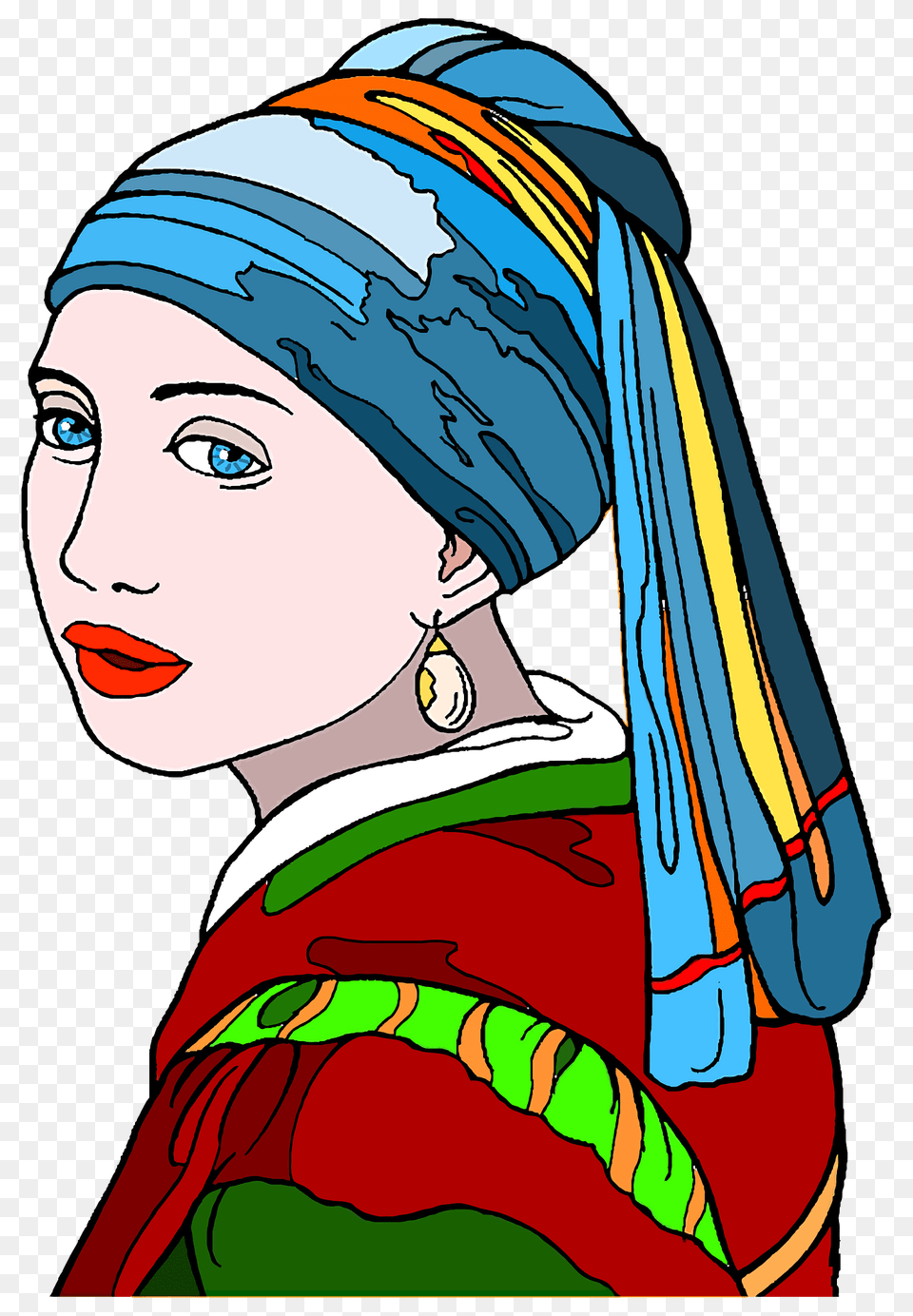 Stylized Girl With A Pearl Earring Clipart, Accessories, Jewelry, Person, Female Png Image