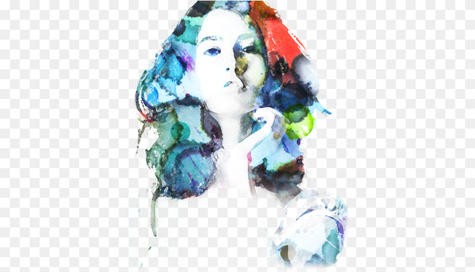 Stylized Image Of Woman With Big Hair Watercolor Paint, Art, Collage, Modern Art, Painting Free Transparent Png