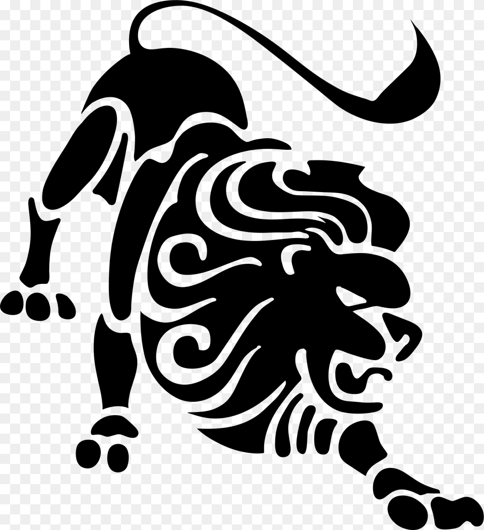 Stylized Lion Silhouette Leo Zodiac, Gray Free Png