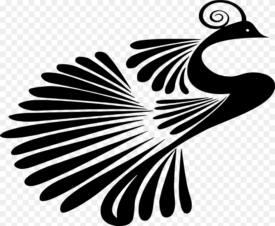 Stylized Peacock Silhouette Clip Arts Peacock Cliparts, Gray Png