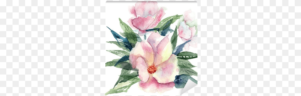 Stylized Pink Flower Watercolor Illustration Wall Watercolor Painting, Petal, Plant, Art, Floral Design Free Transparent Png