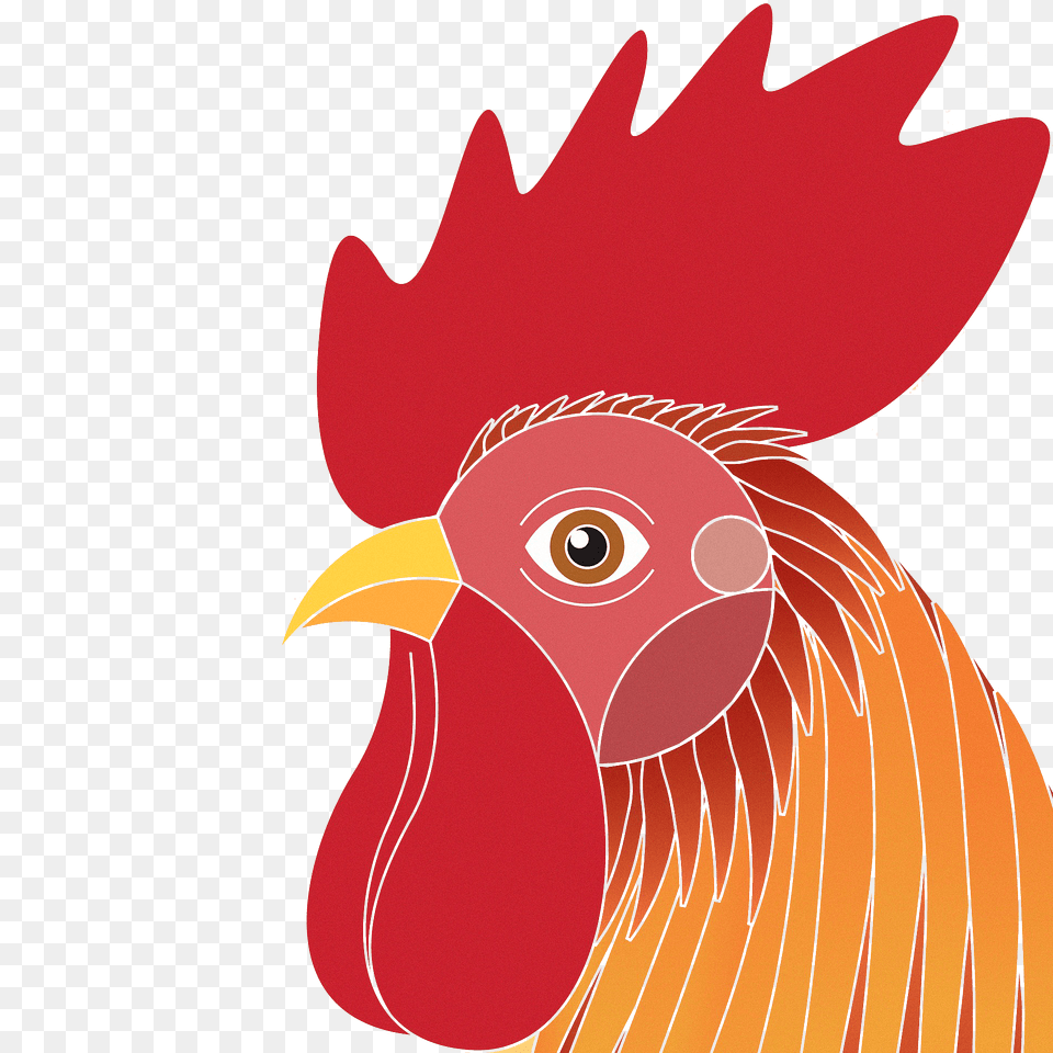 Stylized Rooster Face Clipart, Animal, Bird, Chicken, Fowl Free Png Download