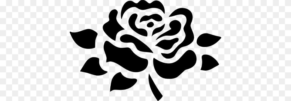 Stylized Rose In Black, Gray Png Image