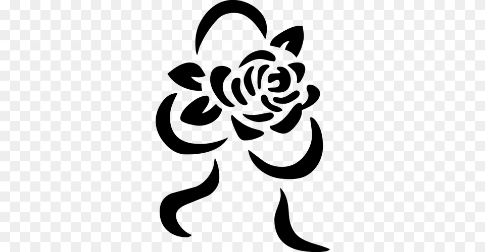 Stylized Rose Vector Silhouette, Gray Free Transparent Png