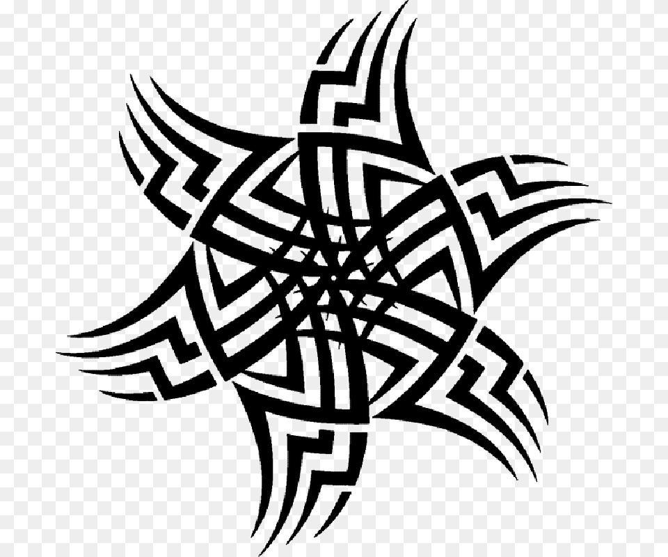 Stylized Star Pattern Circle Art Wavy Circle Tribal Patterns, Symbol, Emblem, Animal, Fish Free Png Download