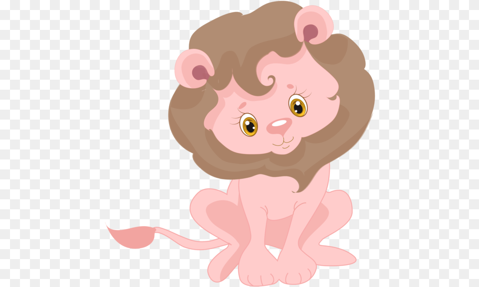 Sublimation Transfer Pink Jungle Animal Lion Design Baby Jungle Clip Art, Bear, Mammal, Wildlife, Cartoon Png Image