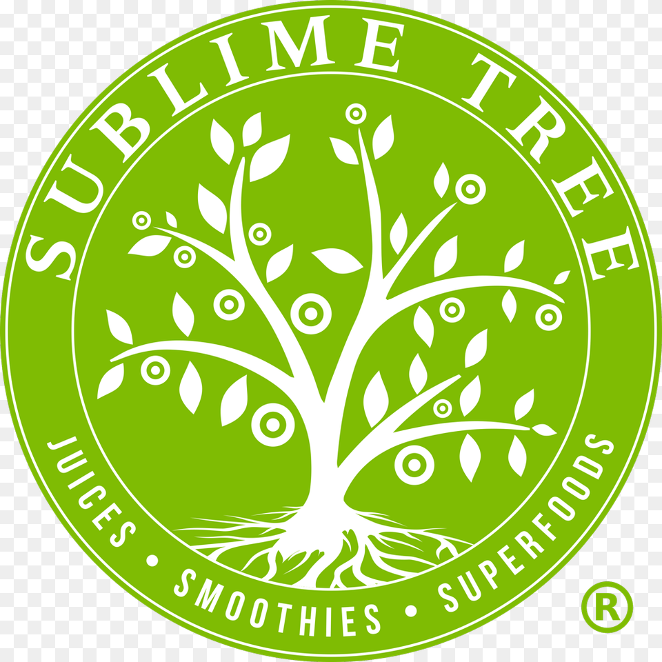Sublime Tree Juices Smoothies Superfoods Circle, Logo, Green Png