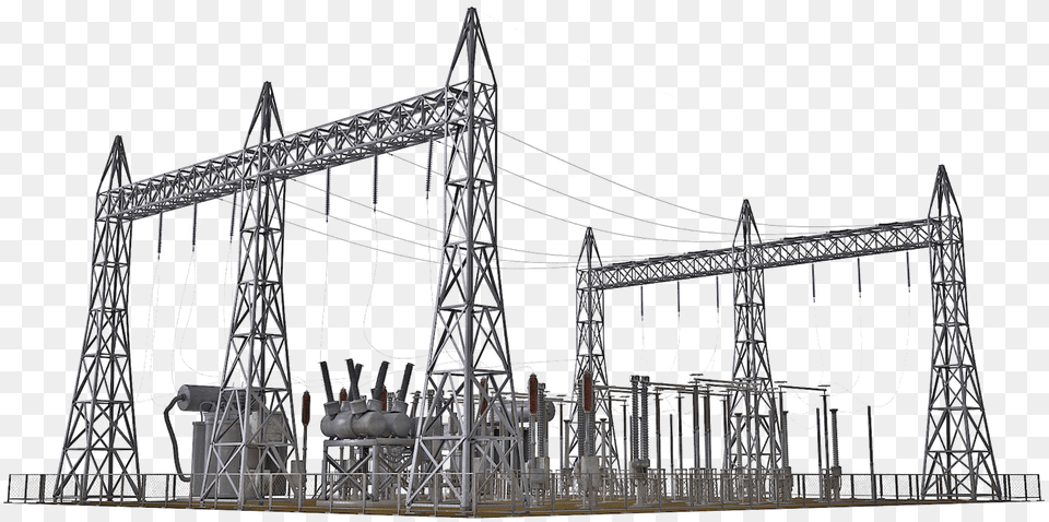 Substation Electric Power Electricity Industry High Electric Power Plant Background, Arch, Architecture, Construction, Building Free Png Download