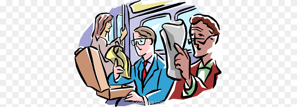 Subway Passengers Reading Newspaper Royalty Vector Clip Art, Baby, Person, Face, Head Png Image