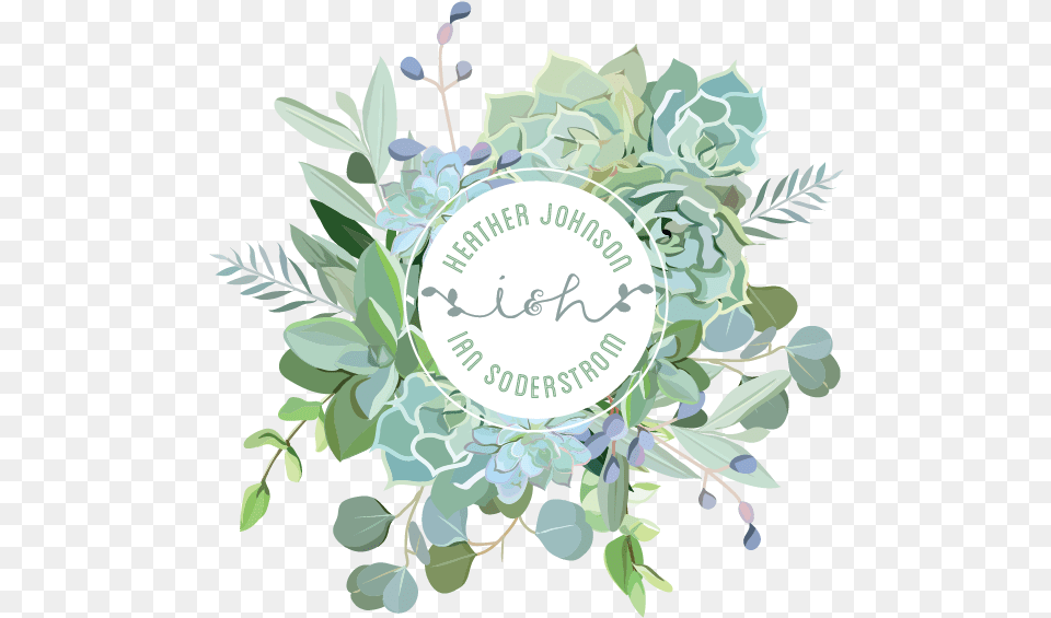 Succulent Custom Wedding Logo For A Succulent And Cactus Logo, Art, Plant, Pattern, Leaf Free Png Download