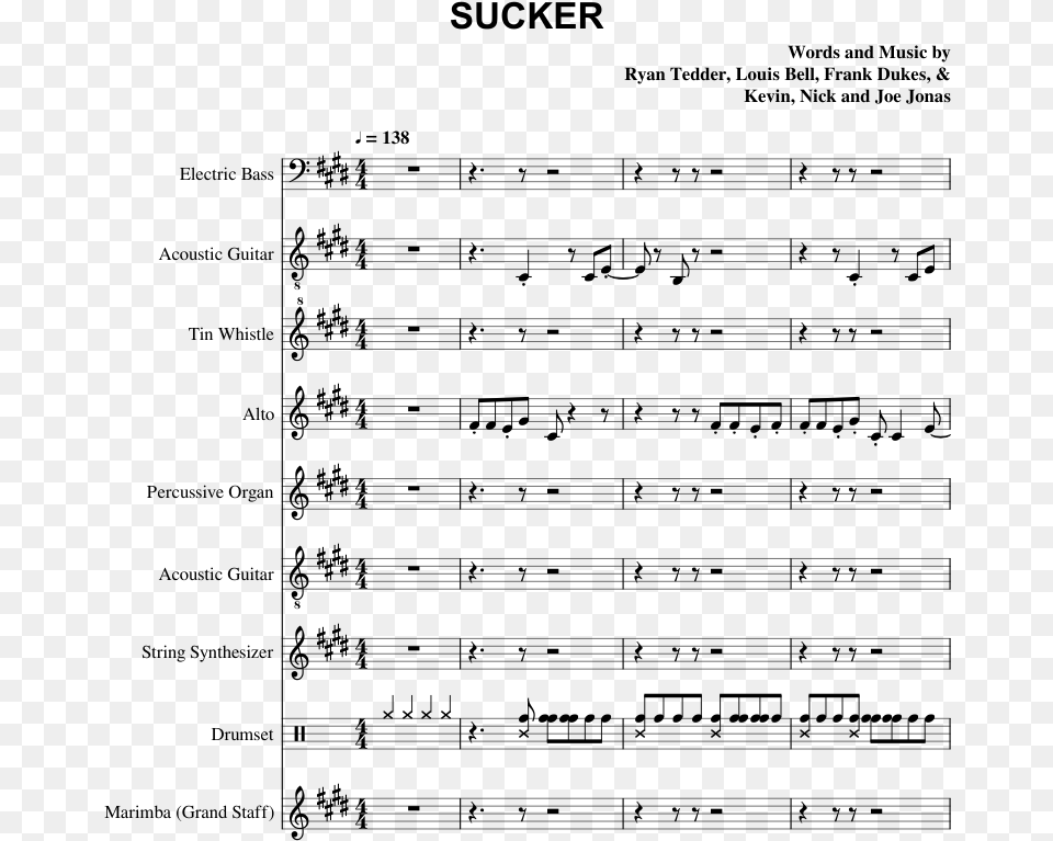 Sucker Jonas Brothers Sheet Music, Gray Png Image