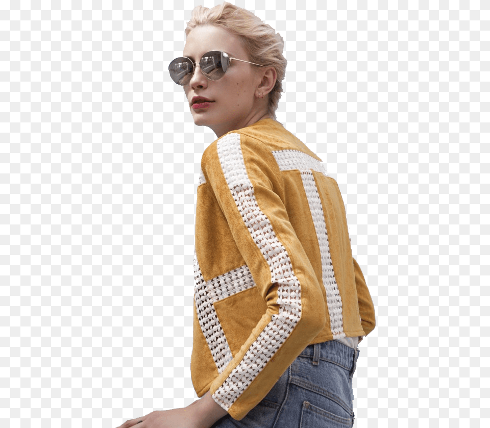 Suede Yellow Jacket For Web Page, Clothing, Sweater, Sleeve, Knitwear Png