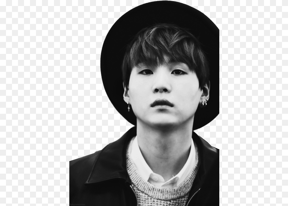 Suga Bts Black And White, Head, Male, Neck, Person Png