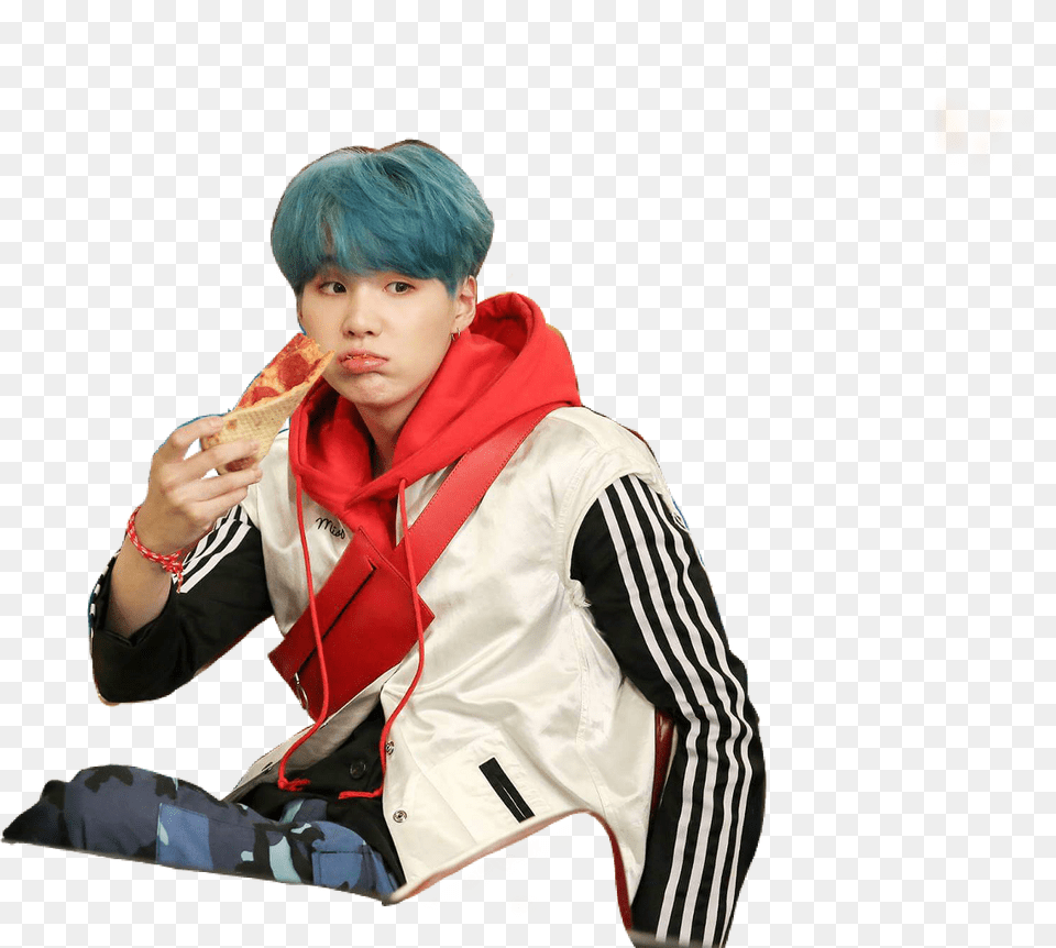 Suga Minyoongi Sticker By Suga Eating Pizza, Body Part, Finger, Person, Hand Png
