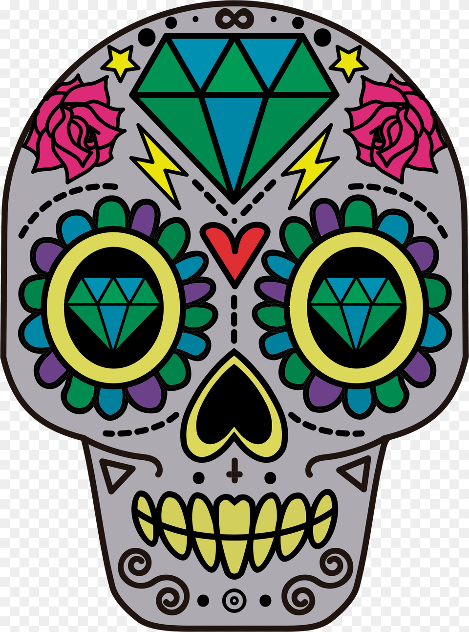 Sugar Clipart Scull, Art, Flower, Plant, Rose Png Image