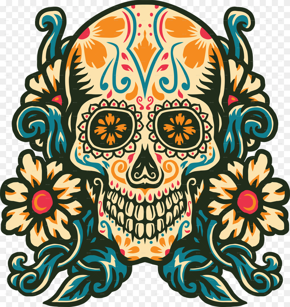 Sugar Skull, Art, Graphics, Pattern, Floral Design Free Transparent Png