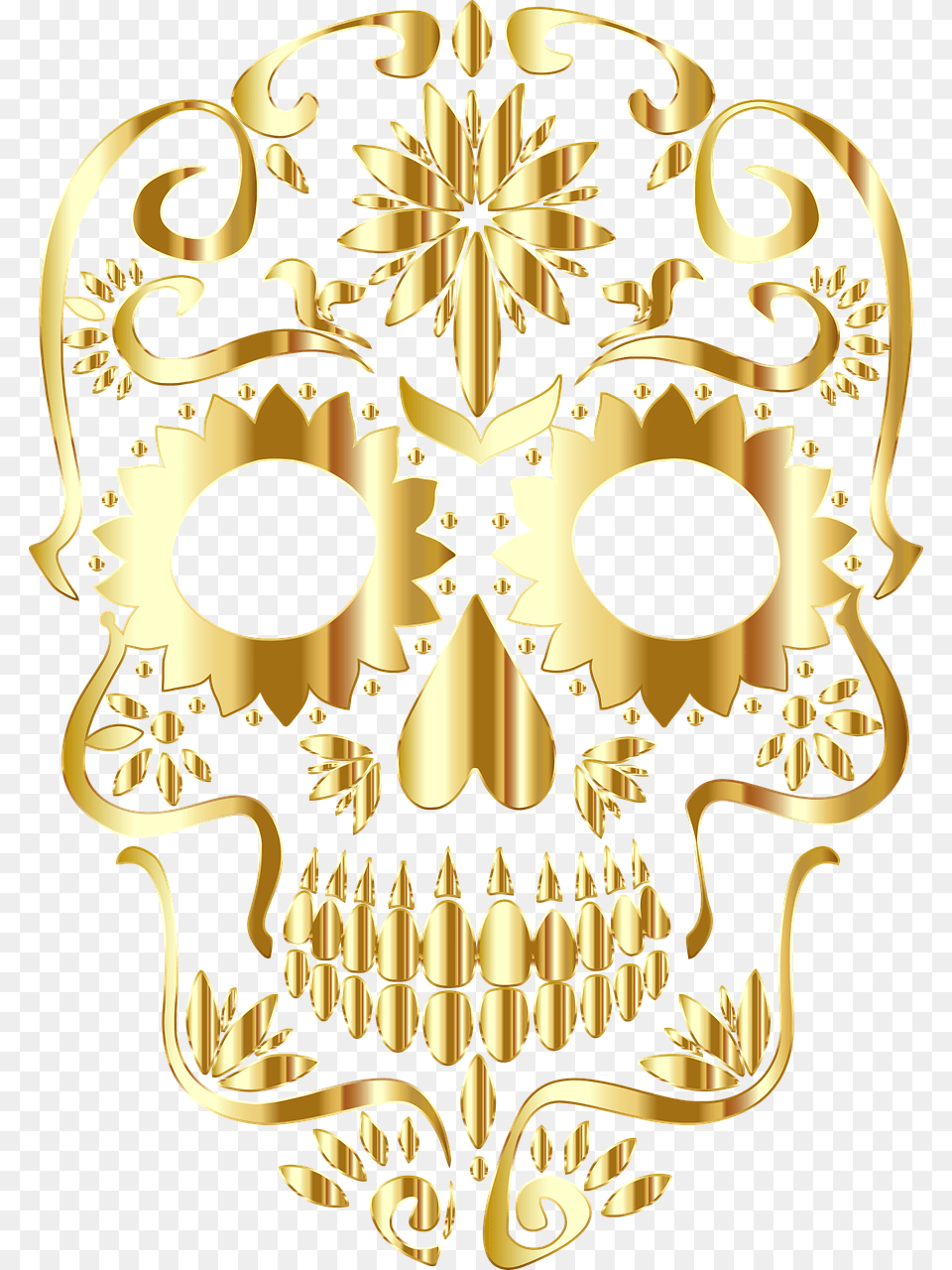 Sugar Skull Bones Calavera Gold Sugar Skull, Mask Free Png Download