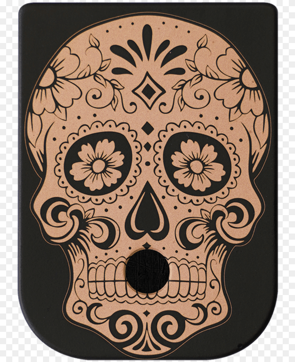 Sugar Skull Brass Black Traditional Finish Mag Plate, Home Decor, Rug, Pattern Png Image