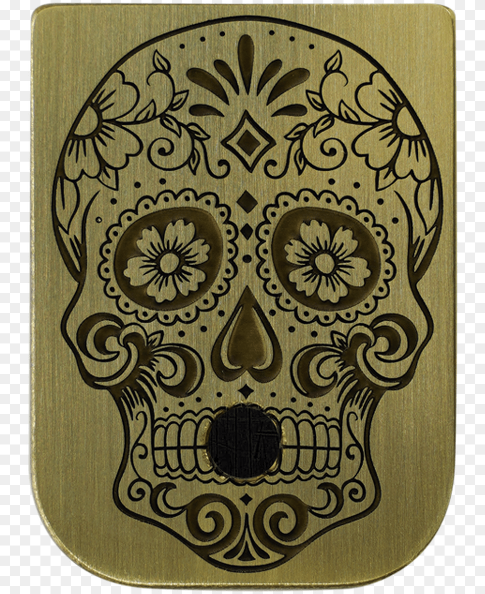 Sugar Skull Brass Brushed Finish Mag Plate Printable Dia De Los Muertos Skulls, Home Decor, Rug, Pattern, Art Free Png Download